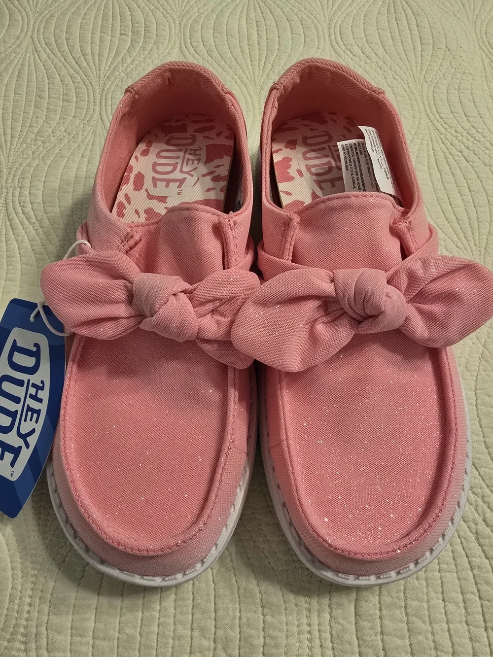 NWT Hey Dude Girls Wendy Bow Y Stardust Slip On Sneakers